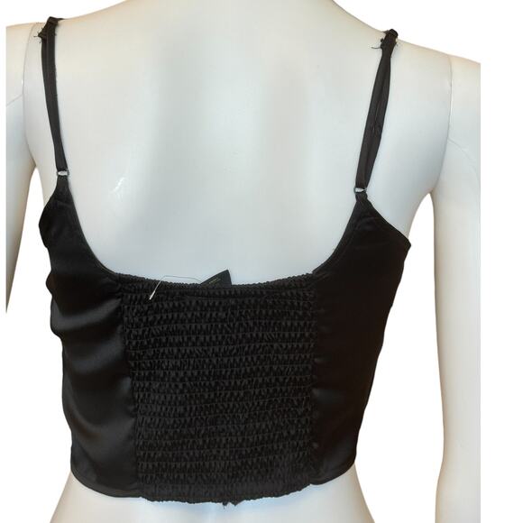 New ~ HOUSE OF HARLOW ~ Satin Rhinestone Neckline Crop Top Size M - Picture 3 of 5